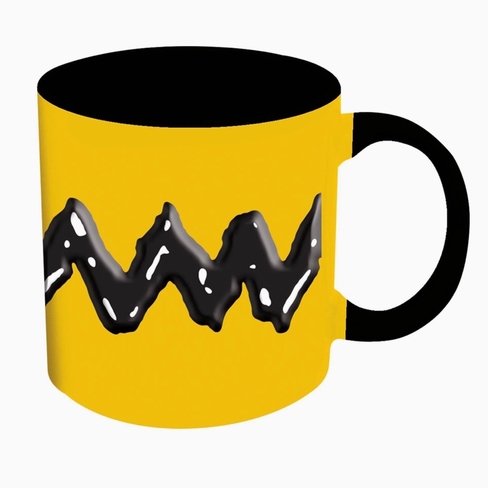 Peanuts Charlie Brown Coffee Mug Ceramic NEW 18 ounce Yellow Black Stripe 1 Cup